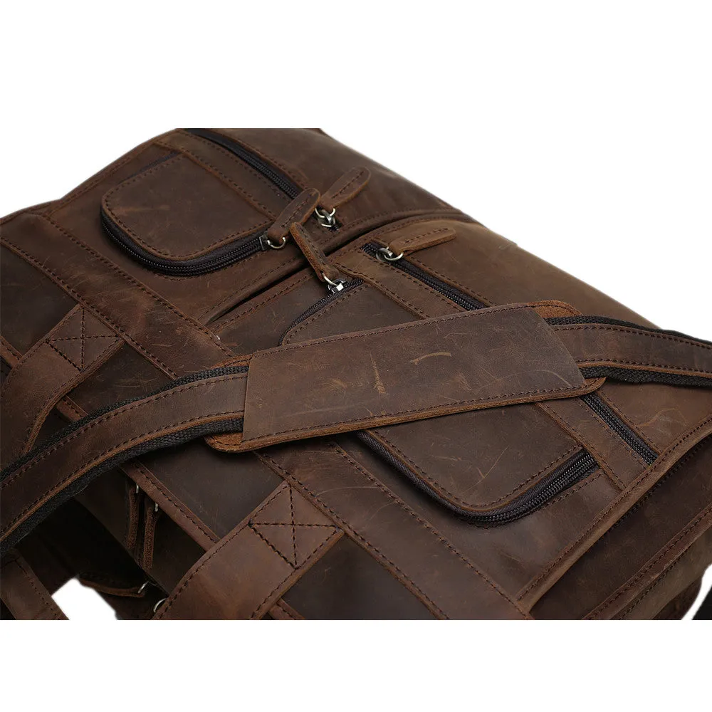 ROCKCOW Handmade Genuine Leather Laptop Briefcase Messenger Bag DZ11