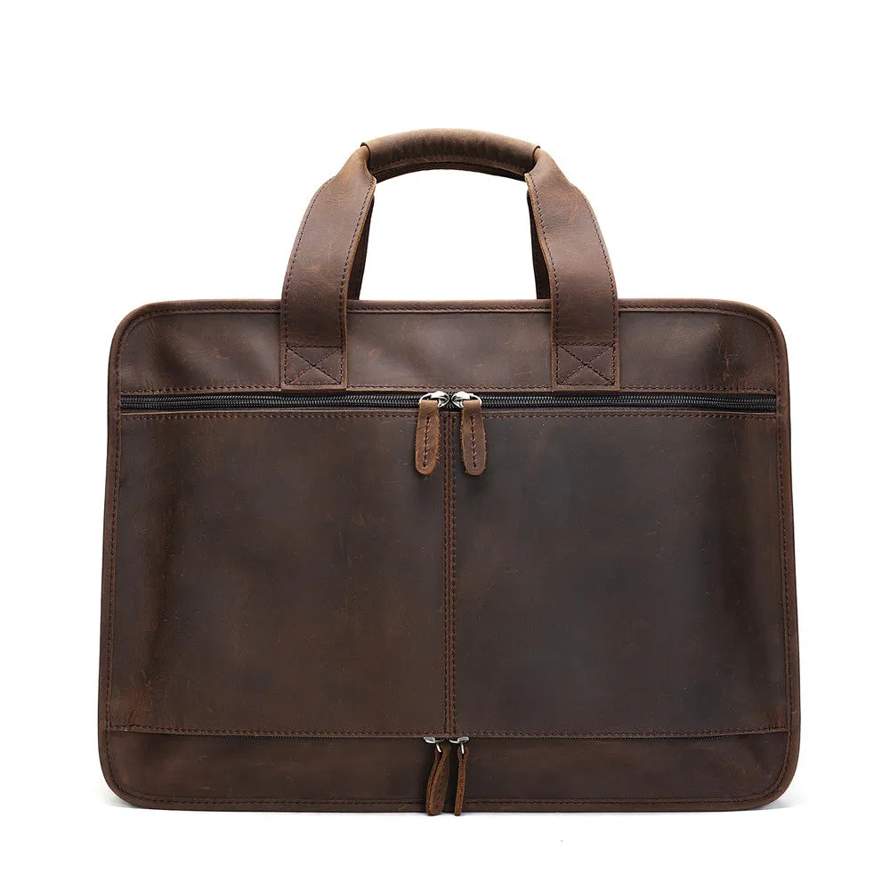 ROCKCOW Handmade Genuine Leather Laptop Briefcase Messenger Bag DZ11