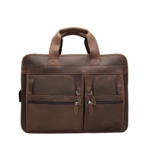 ROCKCOW Handmade Genuine Leather Laptop Briefcase Messenger Bag DZ11