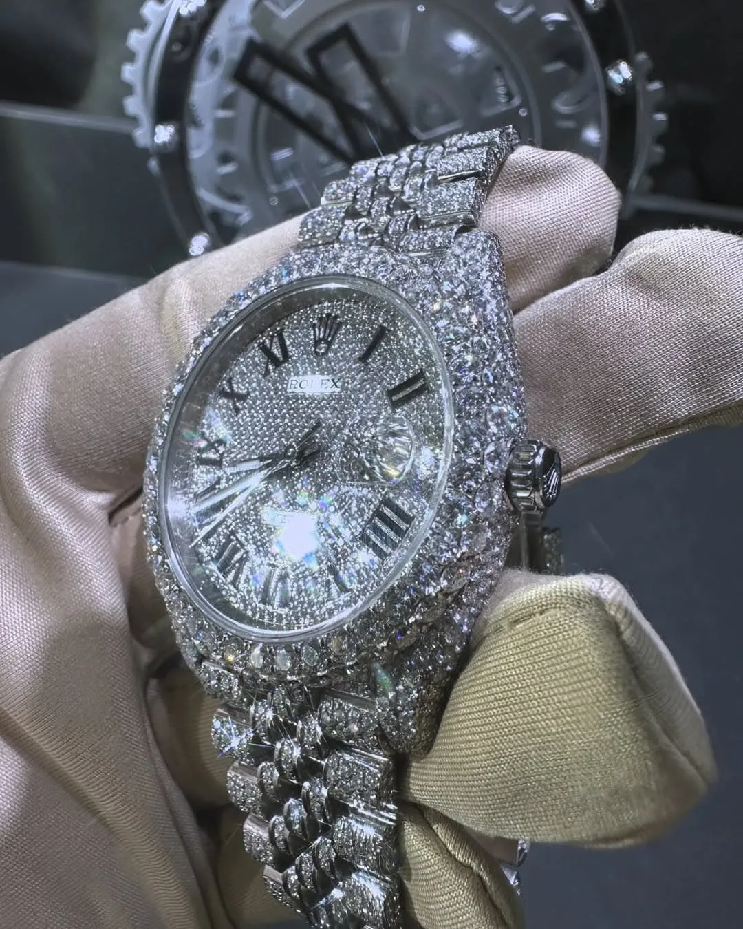 Rolex Date-Just Moissanite Diamond Watch  W 237