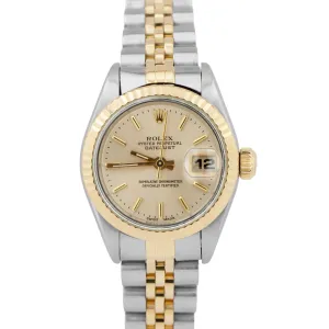 Rolex DateJust 26mm Silver Two-Tone 18K Yellow Gold Stainless Steel Watch 69173