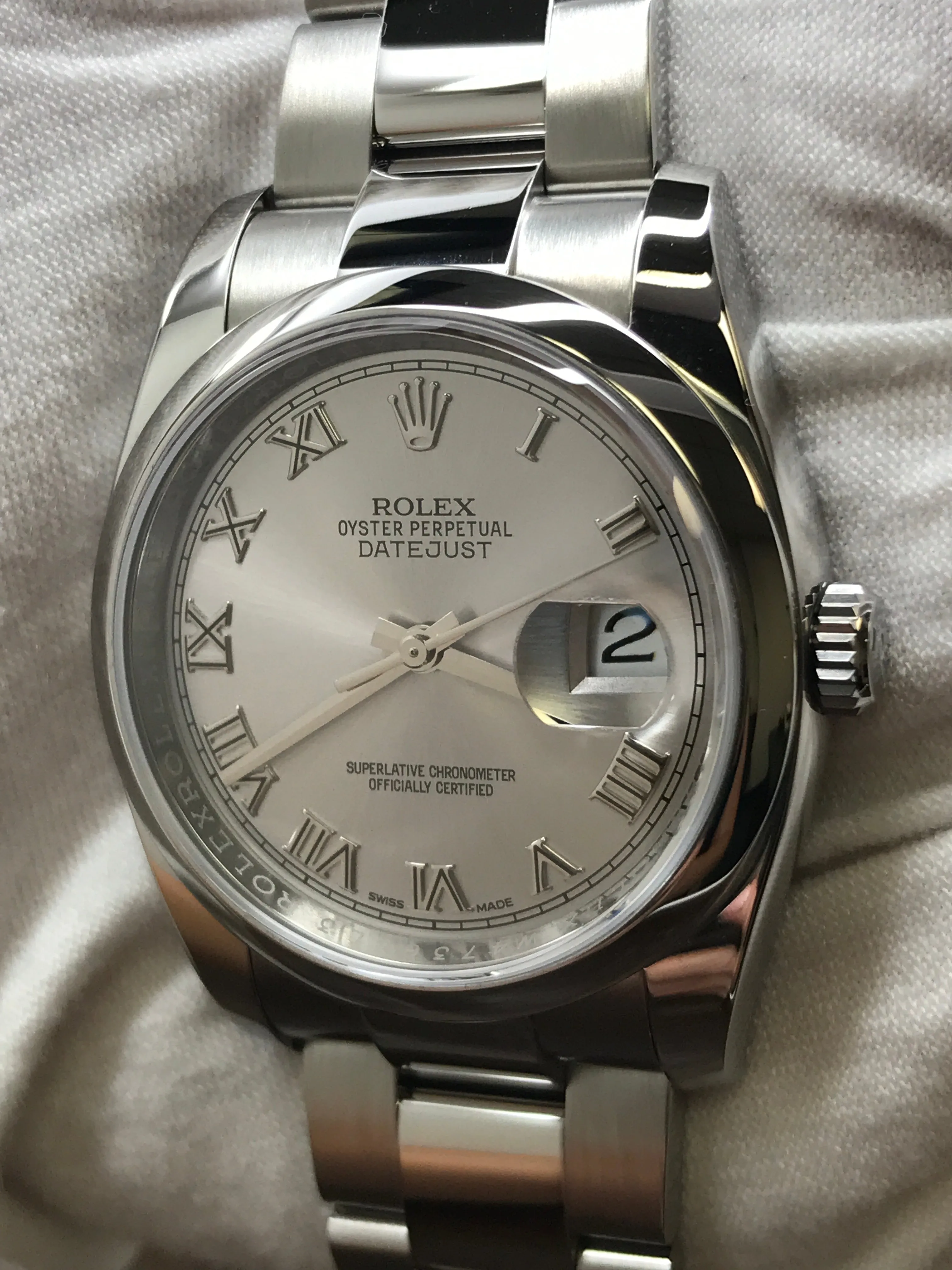 Rolex Datejust 36mm 116200 Rhodium Dial Automatic Watch