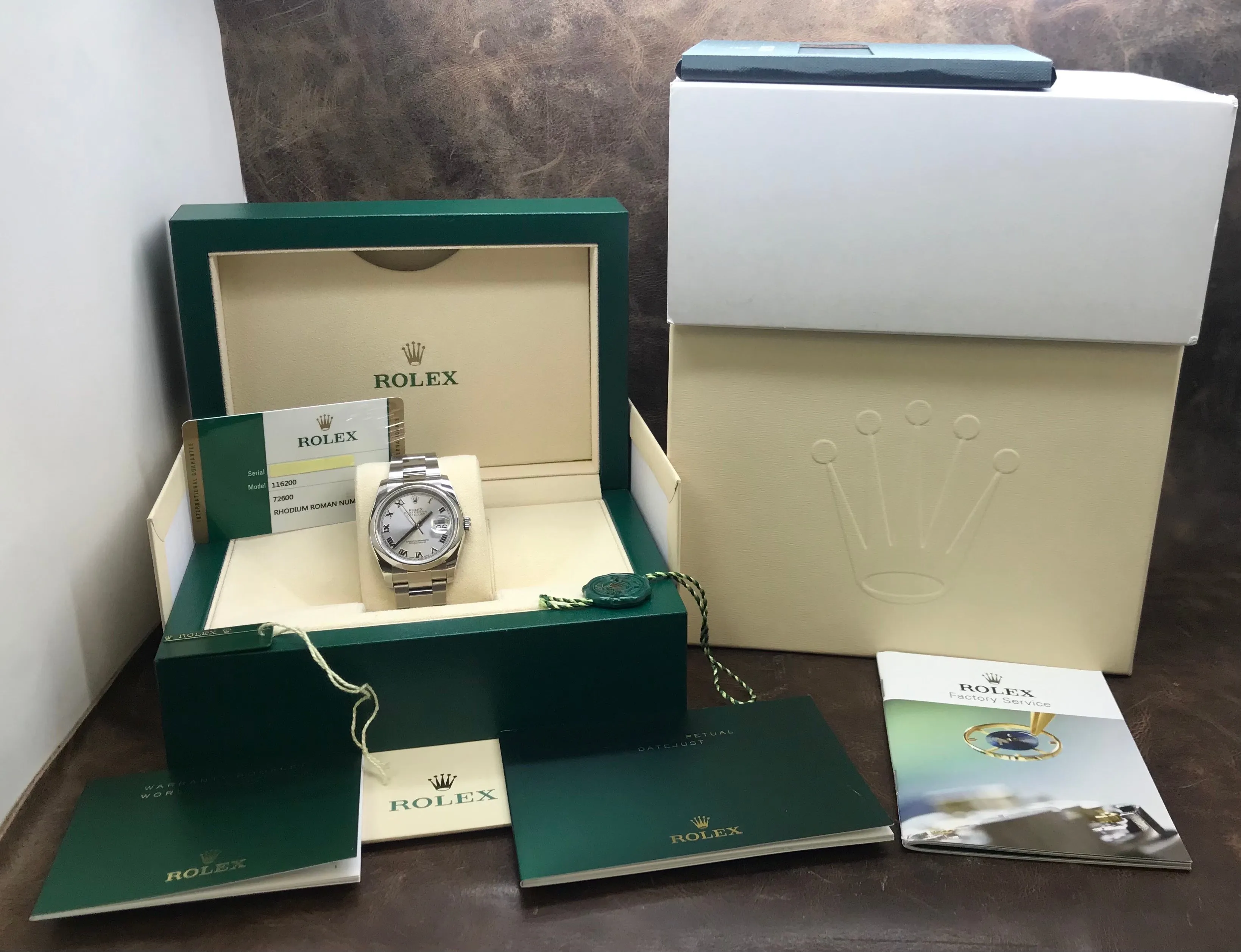 Rolex Datejust 36mm 116200 Rhodium Dial Automatic Watch