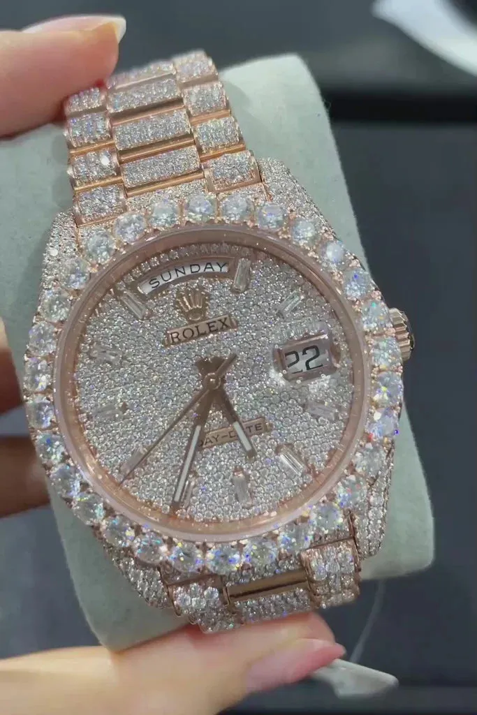 Rolex Day-Date Presidential Moissanite Diamond Watch | Iced Out Moissanite Watch  W 133