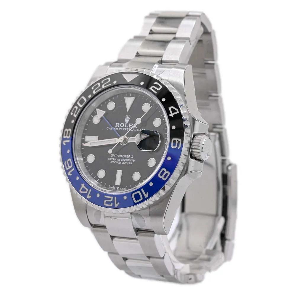 Rolex Mens GMT Master II Stainless Steel 40mm Black Dot Dial Watch Reference #: 126710BLNR