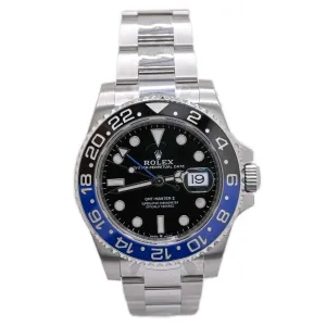 Rolex Mens GMT Master II Stainless Steel 40mm Black Dot Dial Watch Reference #: 126710BLNR