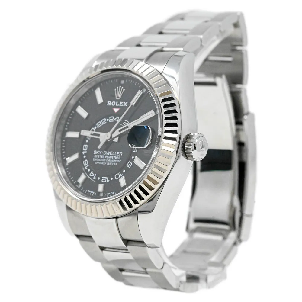 Rolex Mens Sky-Dweller Stainless Steel 42mm Black Stick Dial Watch Reference #: 326934