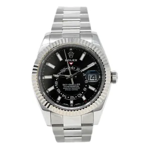 Rolex Mens Sky-Dweller Stainless Steel 42mm Black Stick Dial Watch Reference #: 326934
