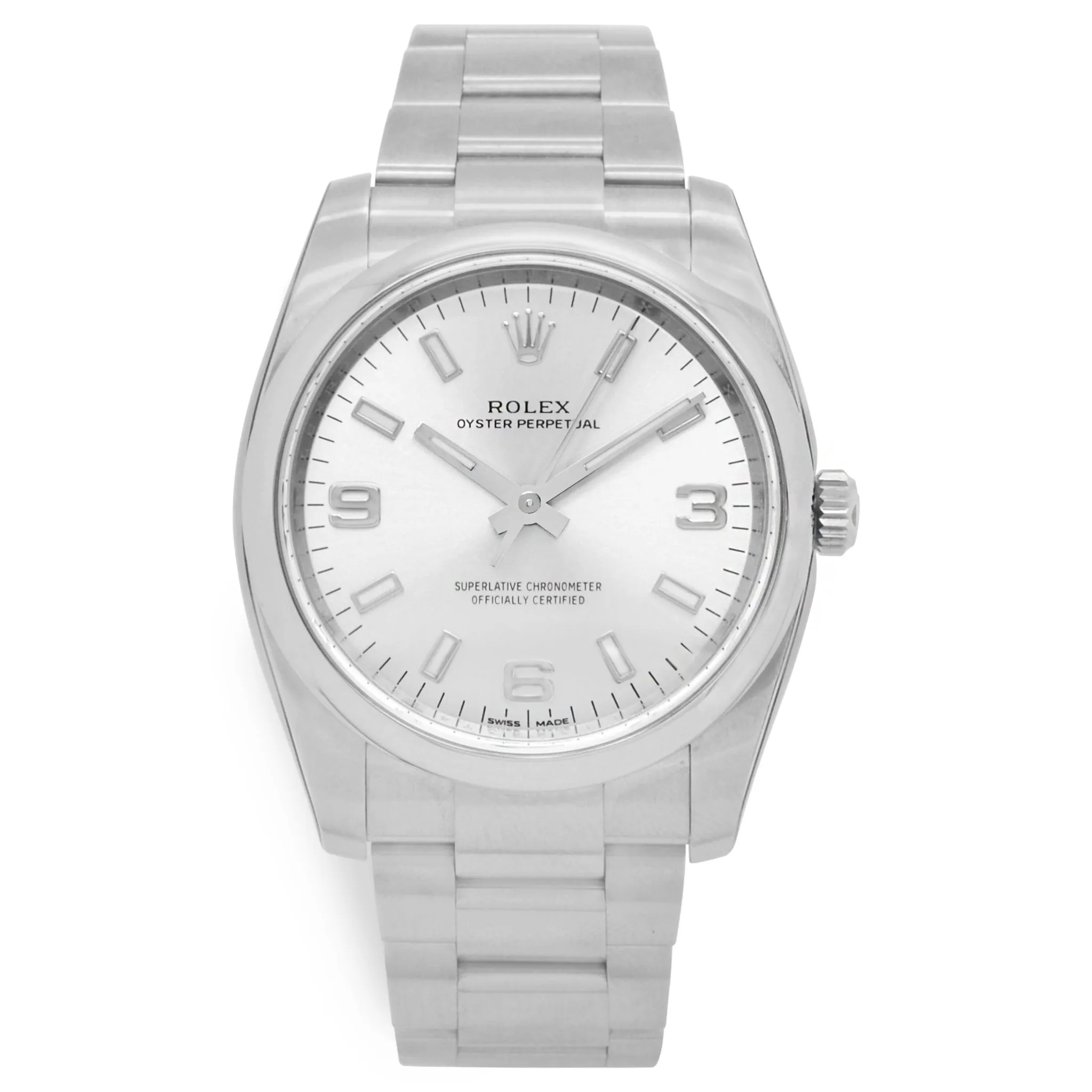 Rolex Oyster Perpetual 114200 Silver Dial Automatic Watch