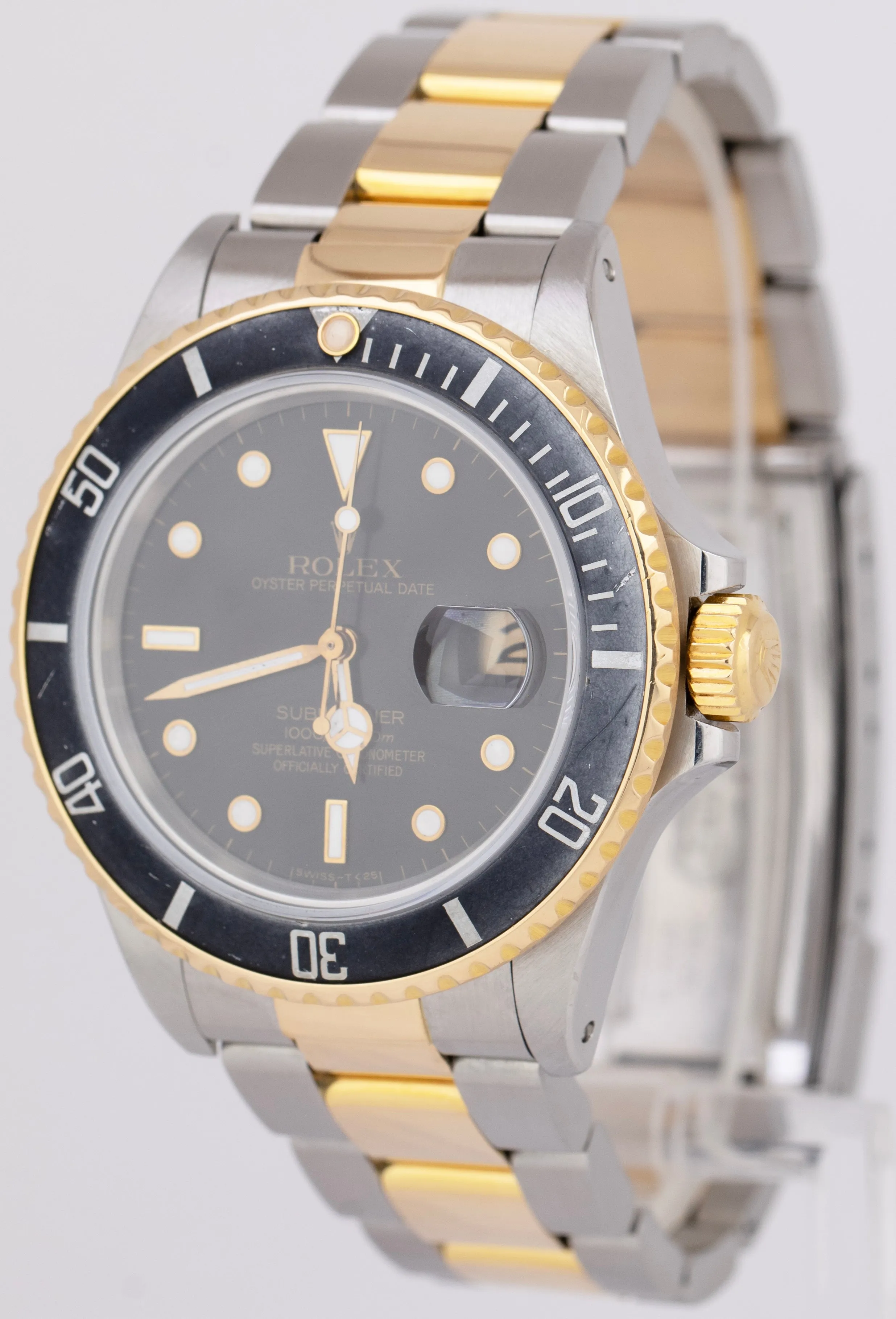 Rolex Submariner Date 18K Yellow Gold Stainless Steel Black 40mm 16803 Watch