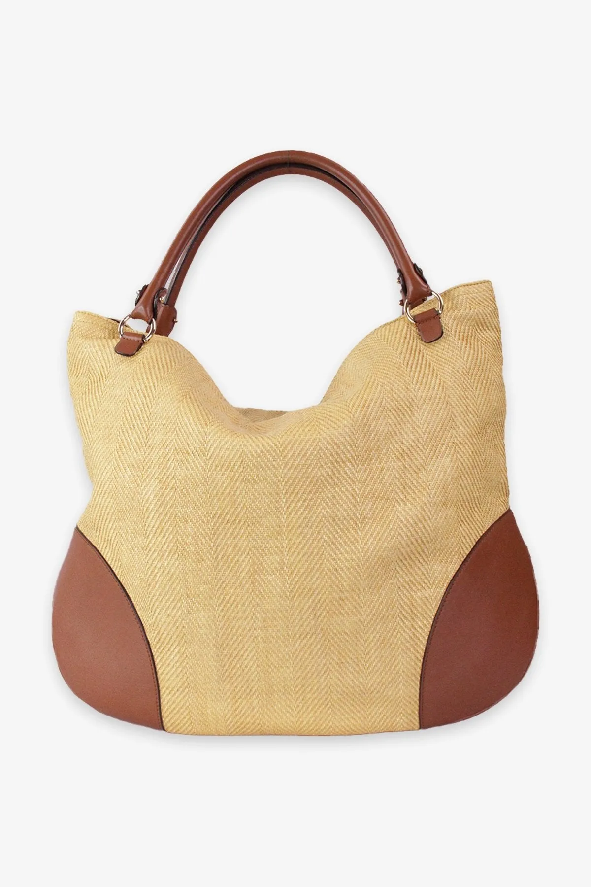 Salvatore Ferragamo Leather Trimmed Straw Tote