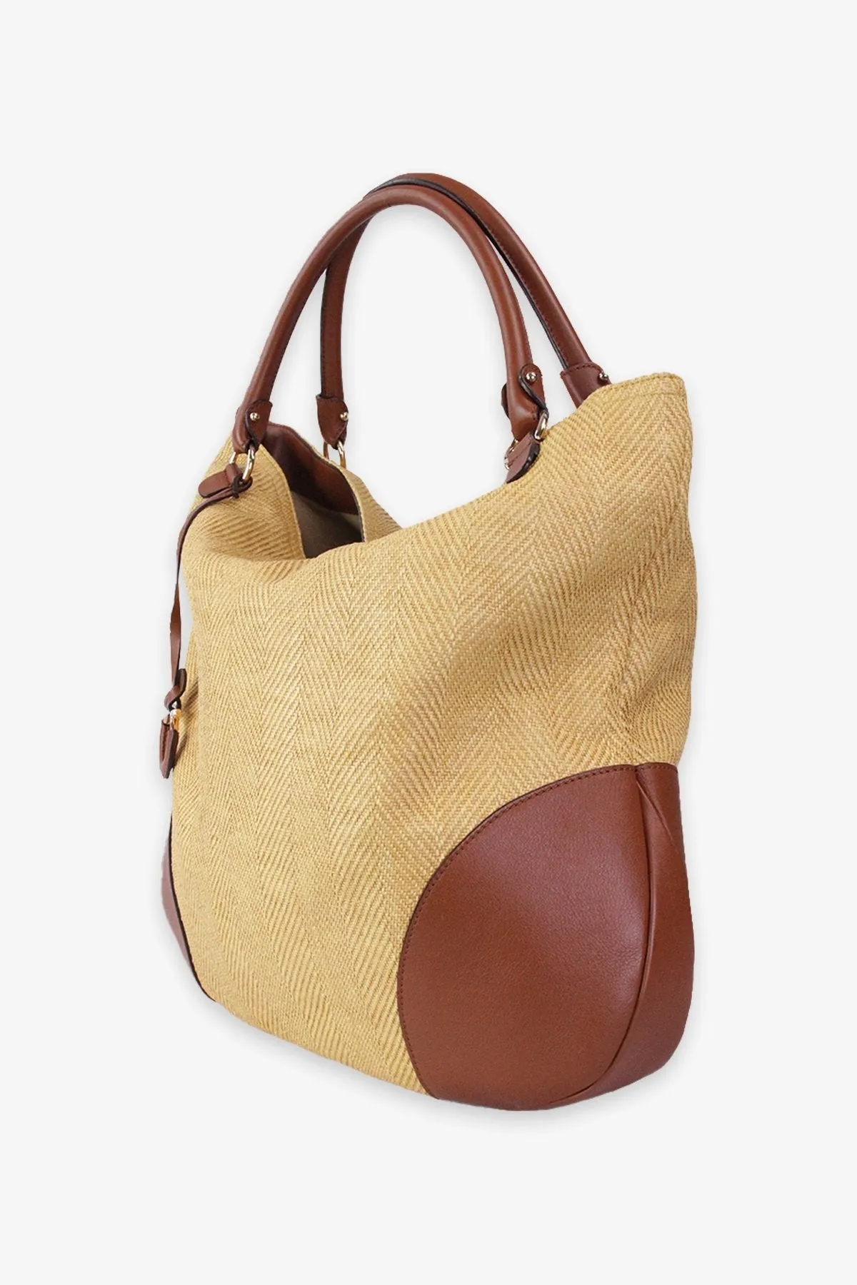 Salvatore Ferragamo Leather Trimmed Straw Tote
