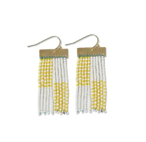 Scout Rectangle Hanger Blocks With Stripes Beaded Fringe Earrings Lemon