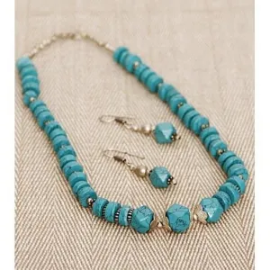 Sea Green German Silver Necklace Set (100000061550)
