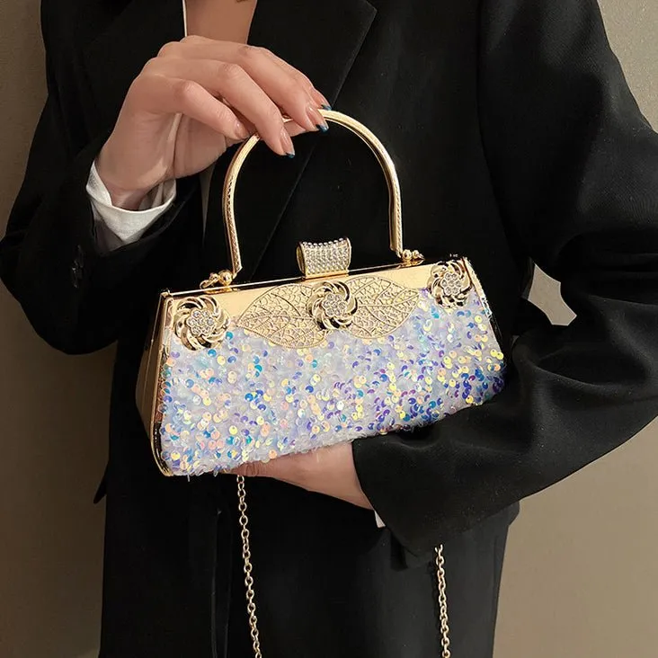 Sequined Banquet Evening Bag with Handle