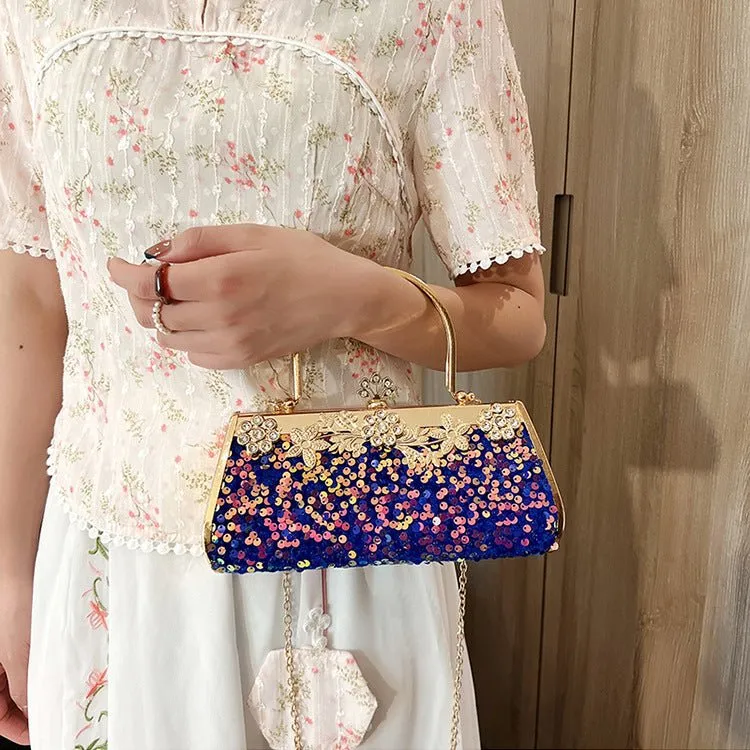 Sequined Banquet Evening Bag with Handle