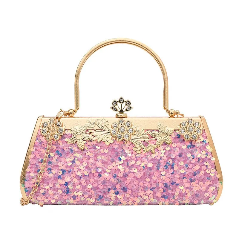 Sequined Banquet Evening Bag with Handle