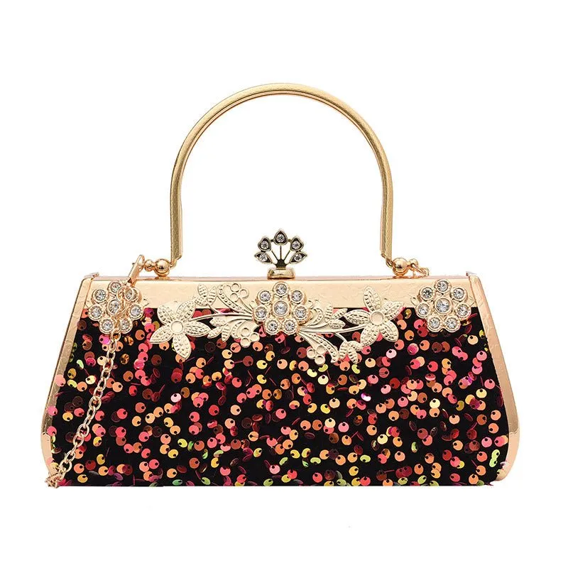 Sequined Banquet Evening Bag with Handle