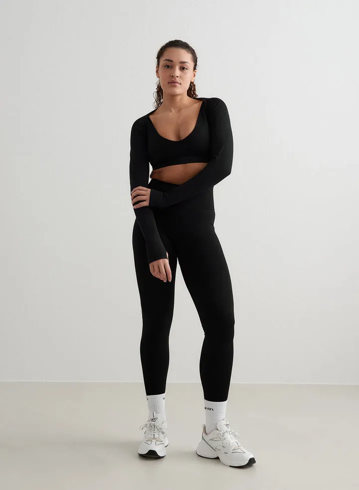Shape Seamless Long Sleeve Bolero | Black