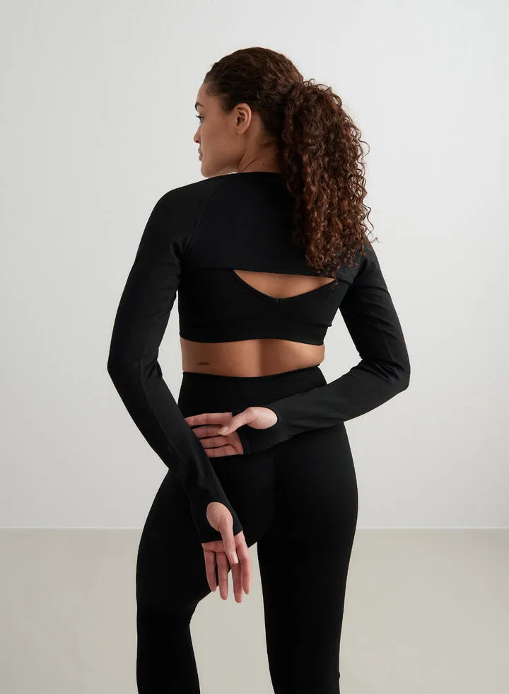 Shape Seamless Long Sleeve Bolero | Black