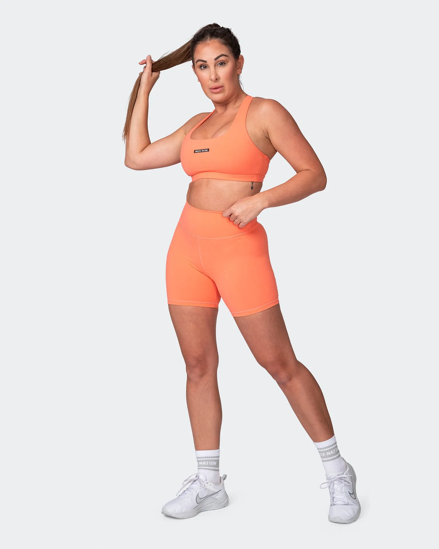 Signature Scrunch Bike Shorts - Hot Coral