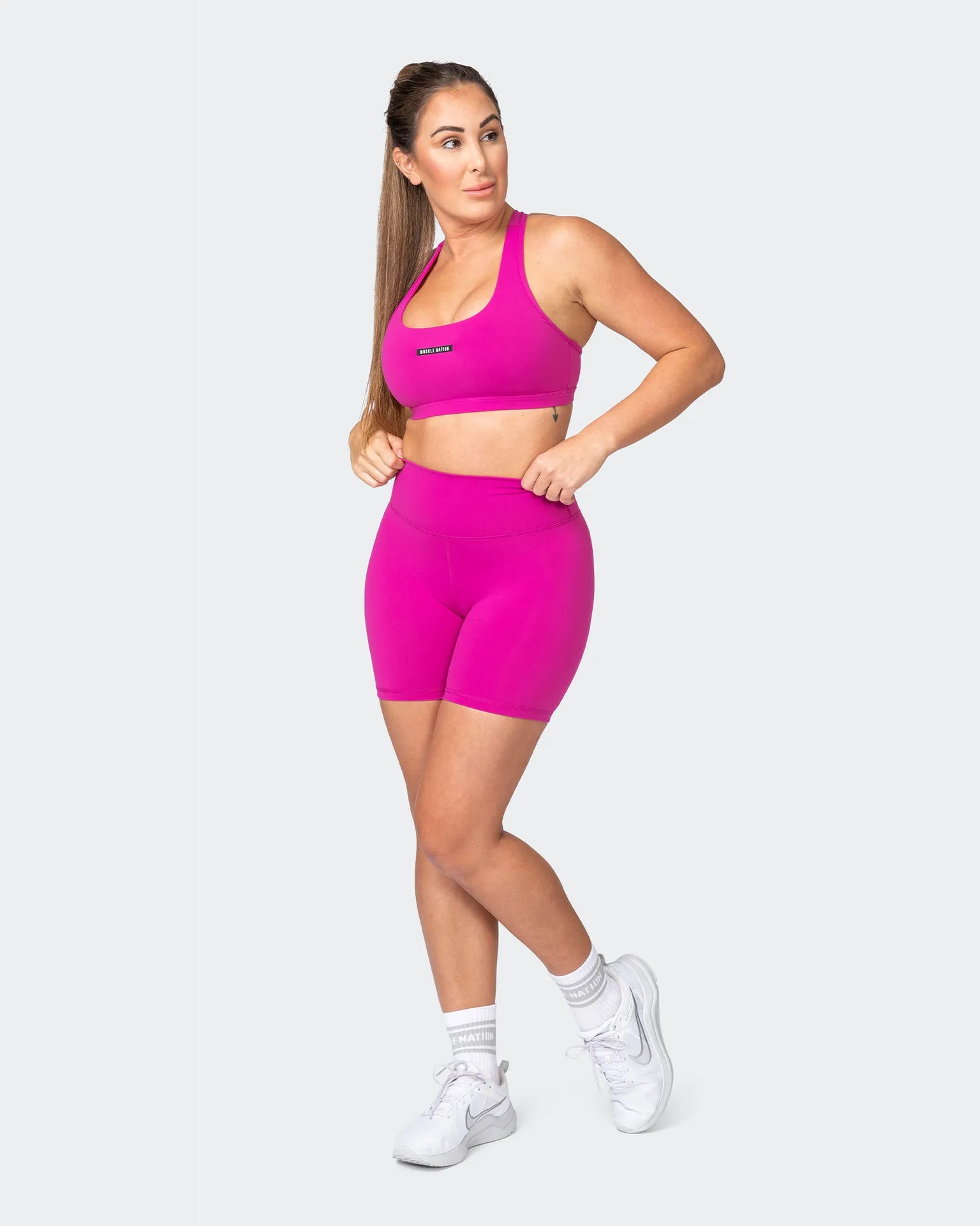 Signature Scrunch Bike Shorts - Neon Grape
