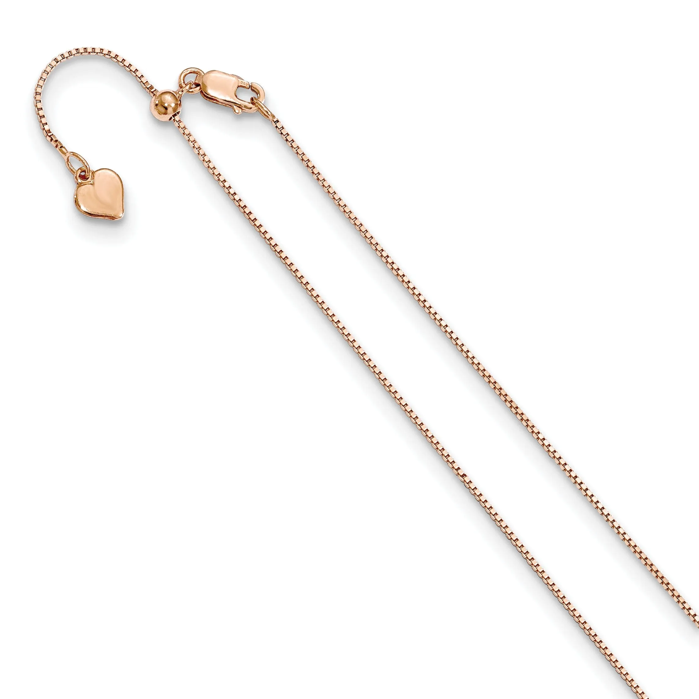Silver .85 mm Rose Gold Adjustable Box Chain