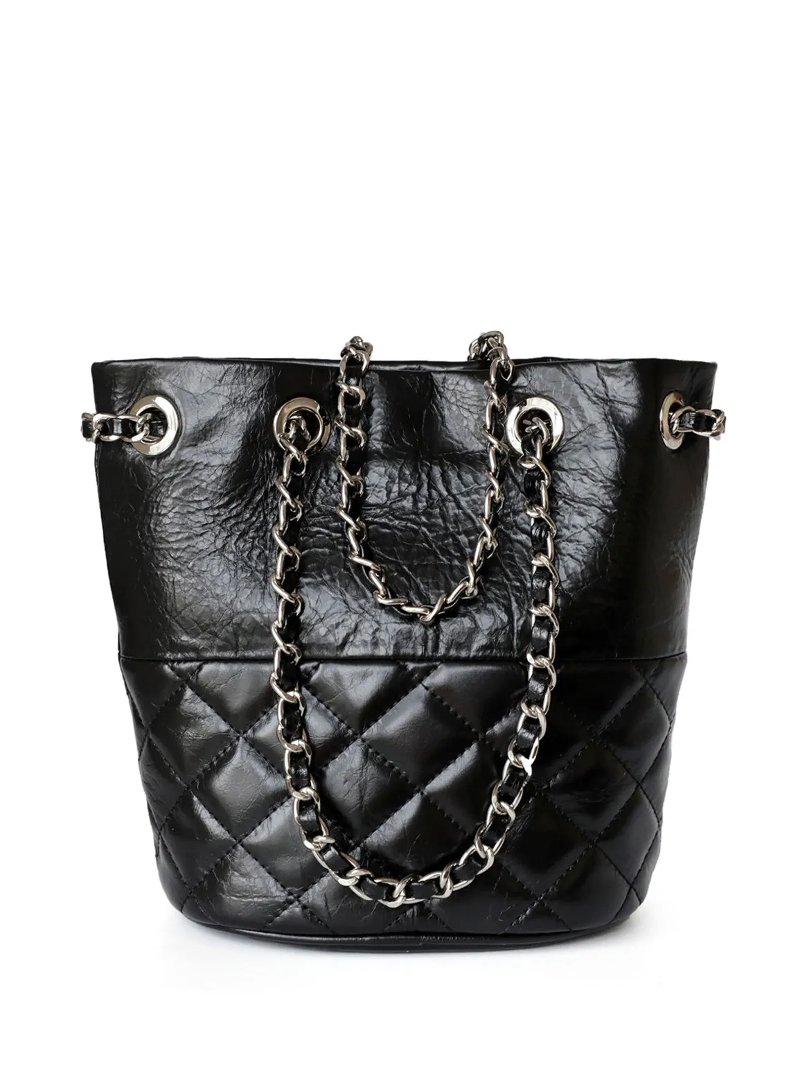 Silver Chain Strap Calfskin Lattice Shoulder Bag Diamond-quilted Tote Bag