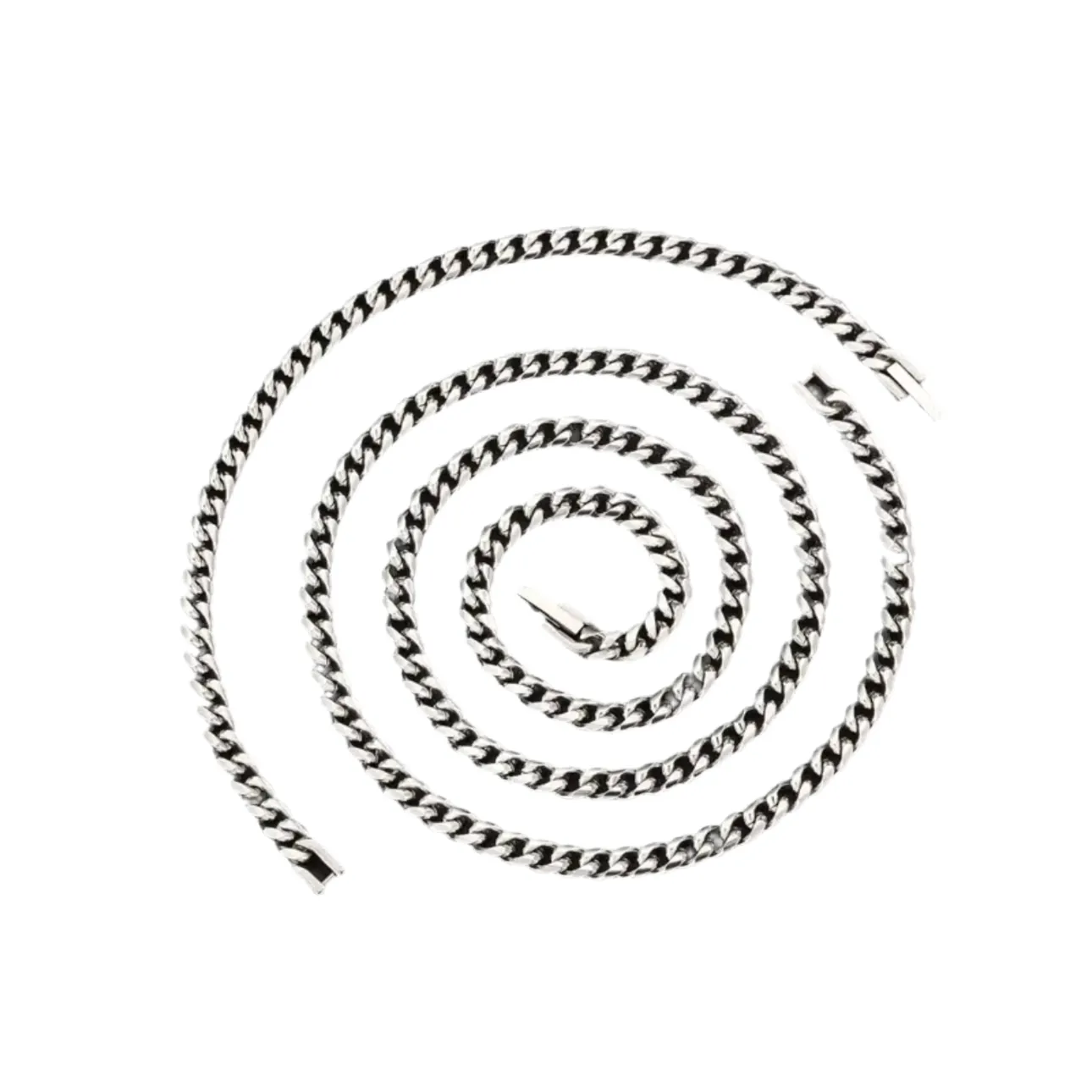 Silver Cuban Chain Jewelry Set