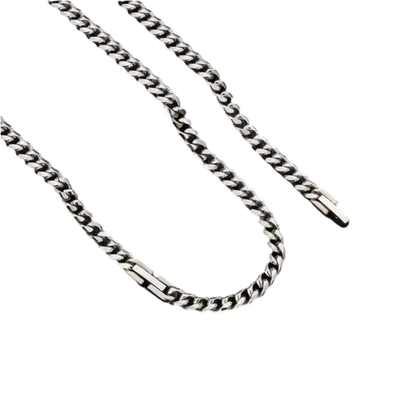 Silver Cuban Chain Jewelry Set