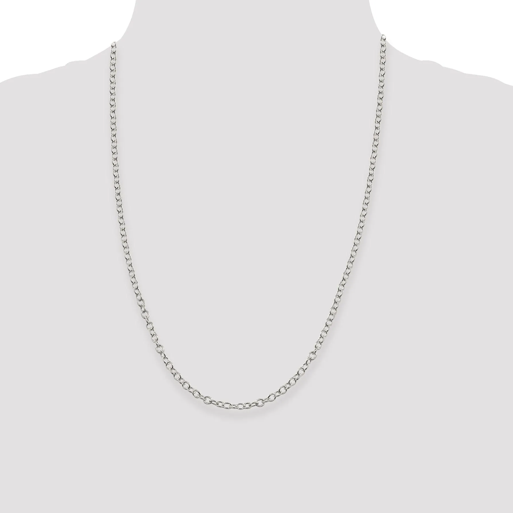 Silver Polished 3.75-mm Oval Cable Chain