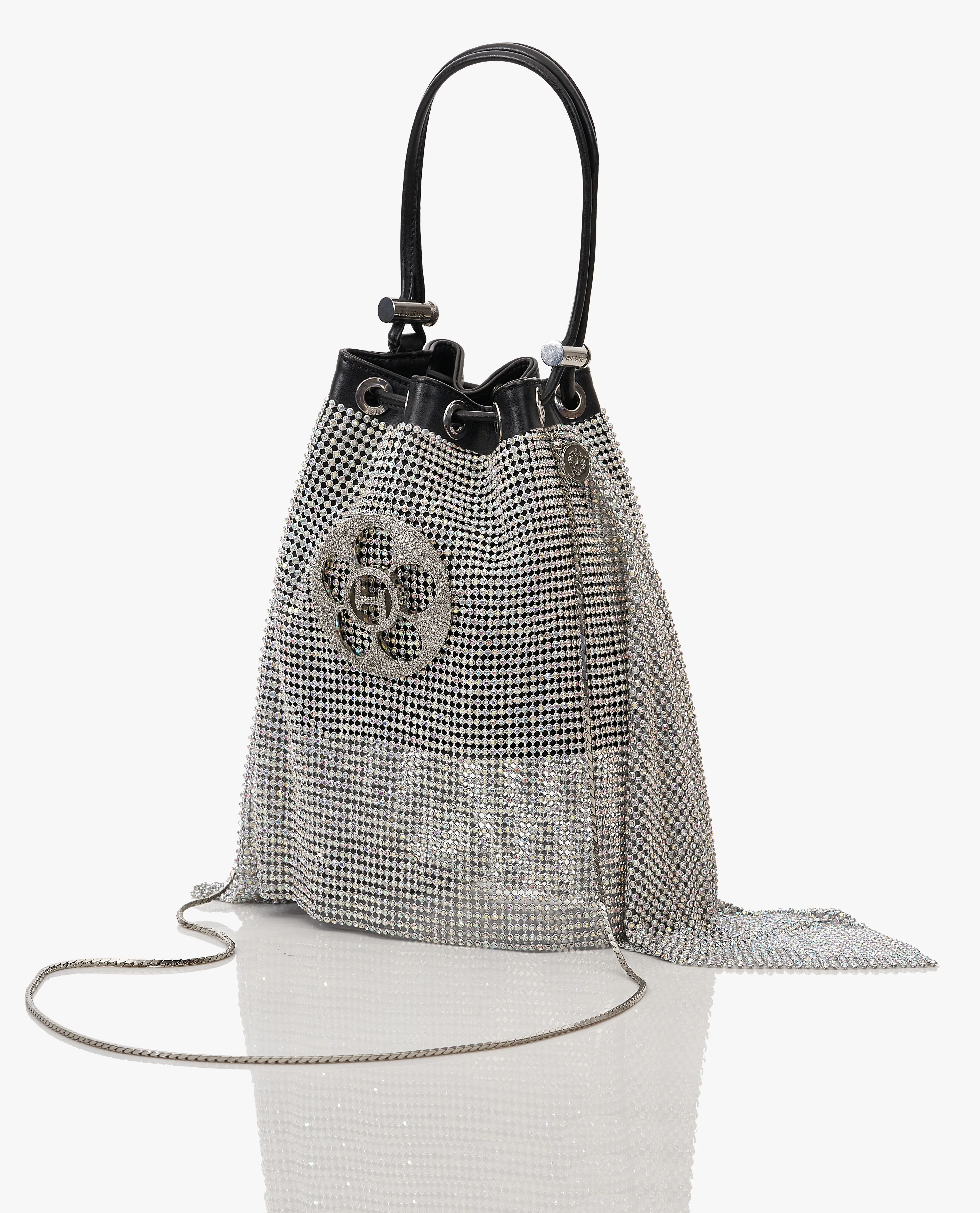 Silver poppi crystal bucket bag