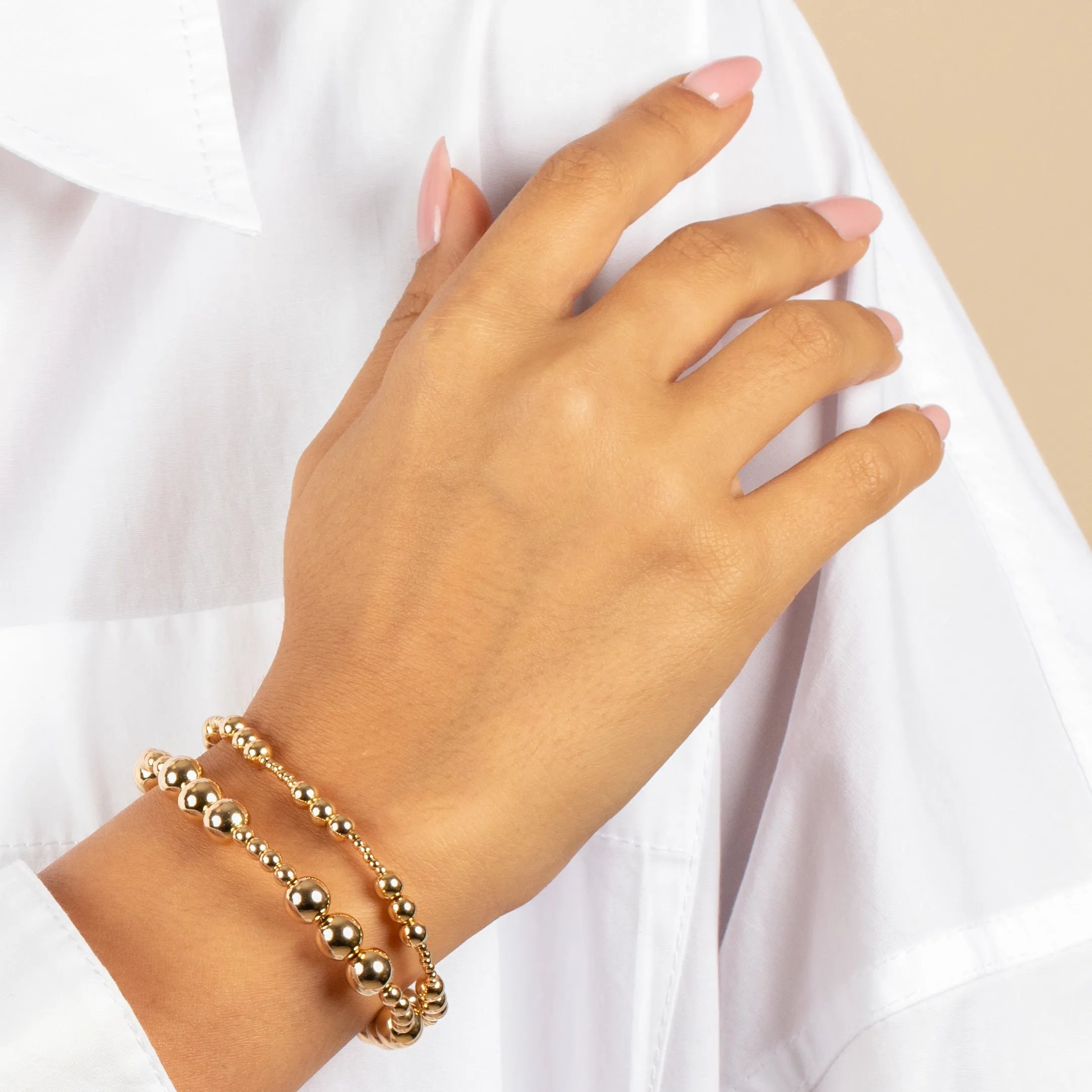 Small & Large Beaded Ball Stretch Bracelet