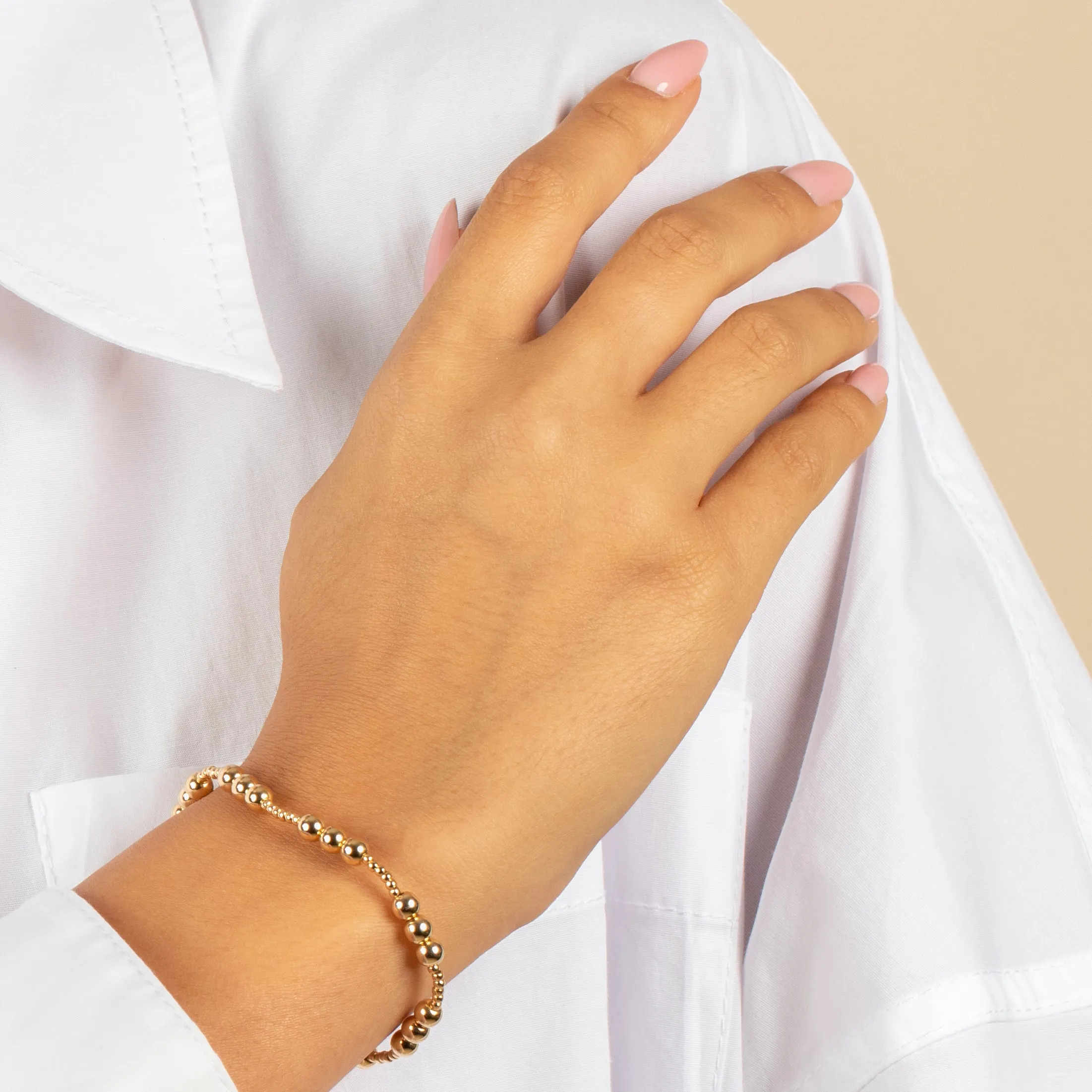 Small & Large Beaded Ball Stretch Bracelet