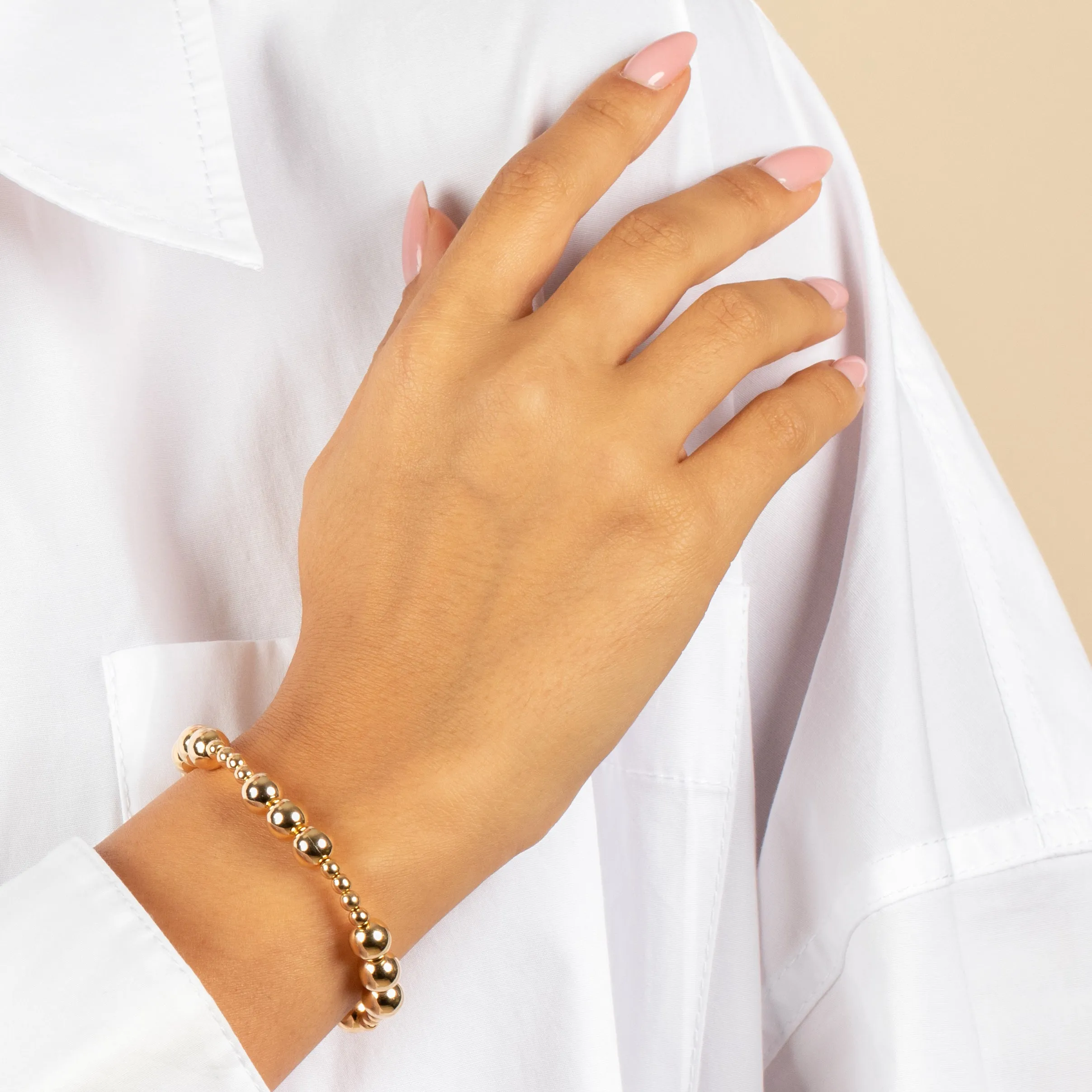 Small & Large Beaded Ball Stretch Bracelet