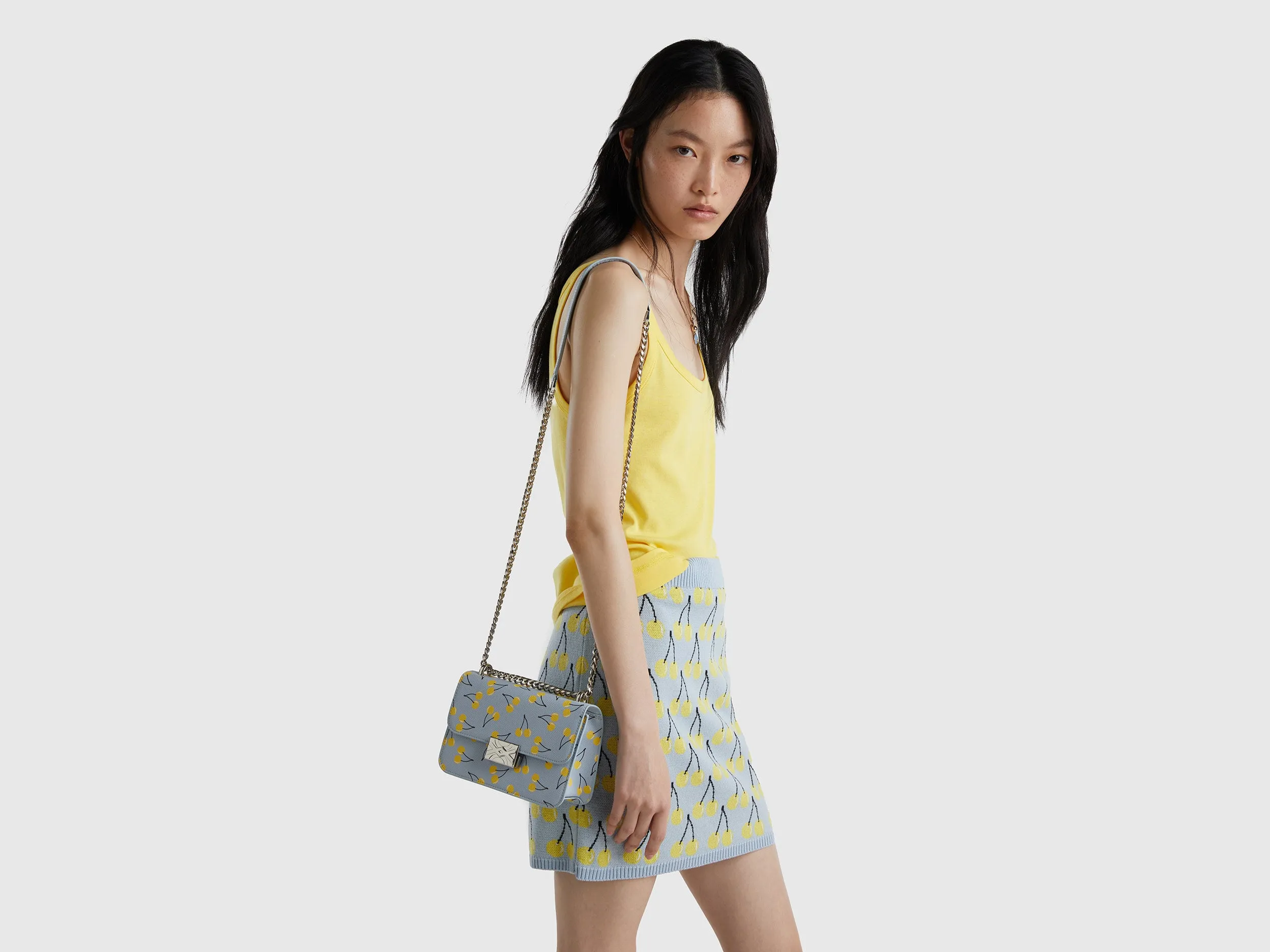 SMALL SKY BLUE BE BAG WITH CHERRIES