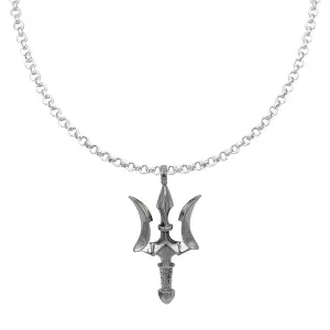 Small Trident on Extra Small Silver Chain Necklace