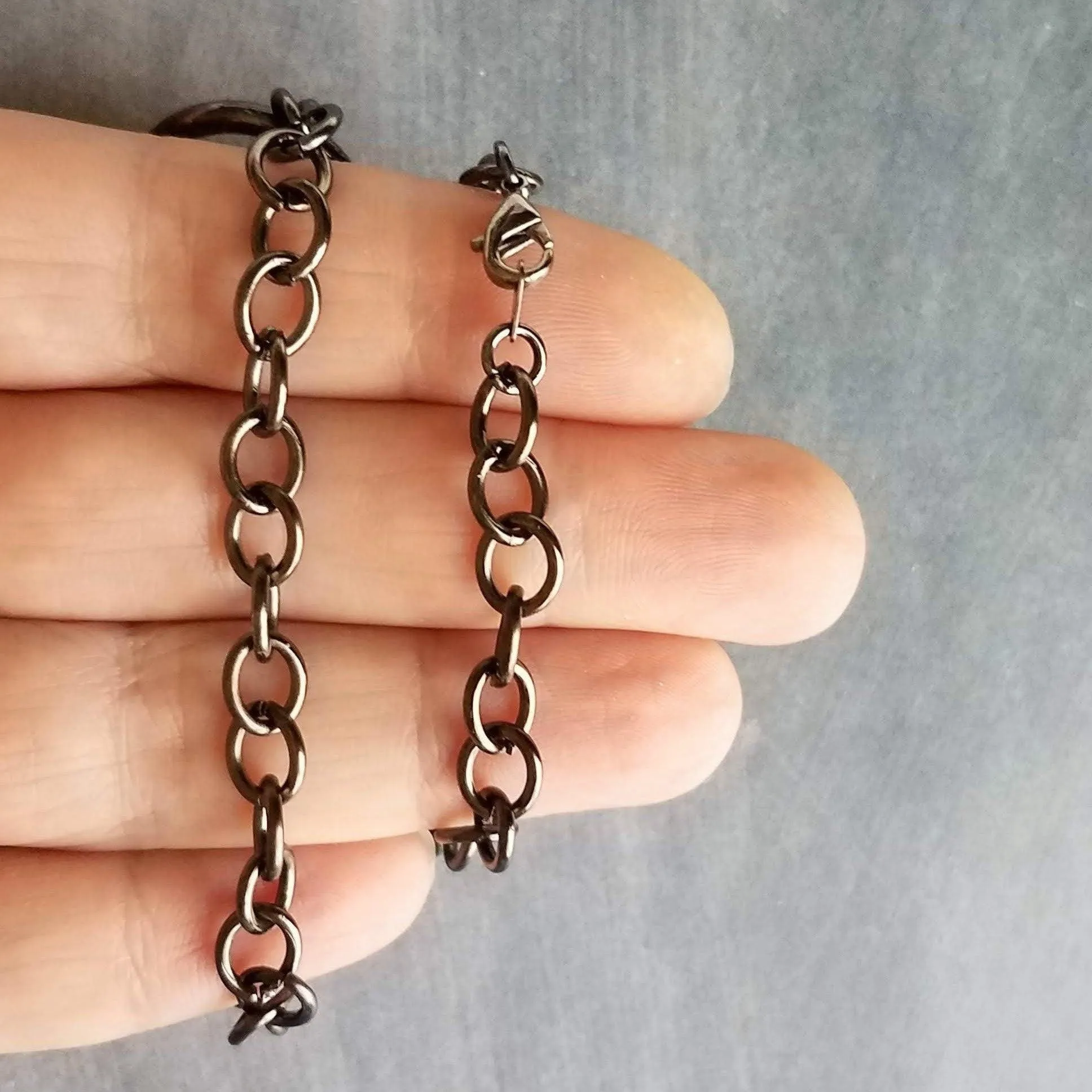 Snaffle Bit Necklace, chunky gunmetal chain, silver black necklace, horse necklace, D ring, thick chain, black snaffle, equestrian necklace