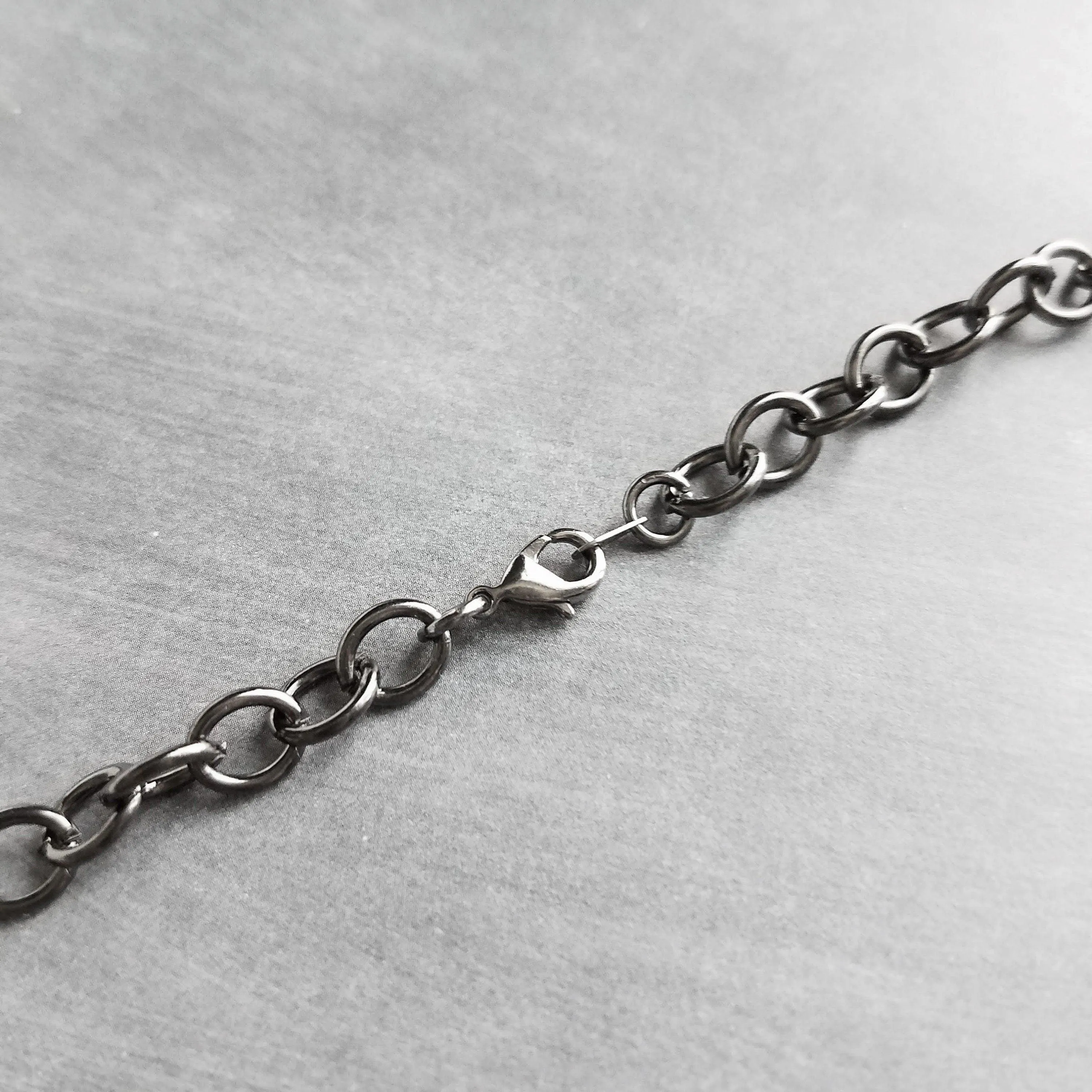 Snaffle Bit Necklace, chunky gunmetal chain, silver black necklace, horse necklace, D ring, thick chain, black snaffle, equestrian necklace
