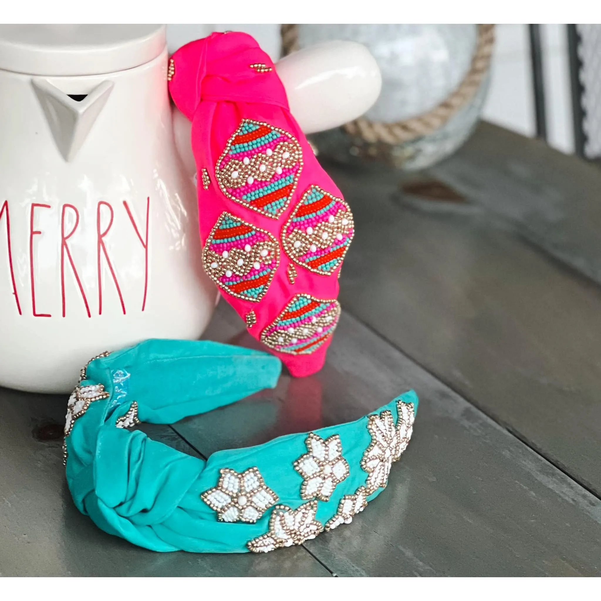Snowflake Turquoise Beaded Headband - OBX Prep Exclusive