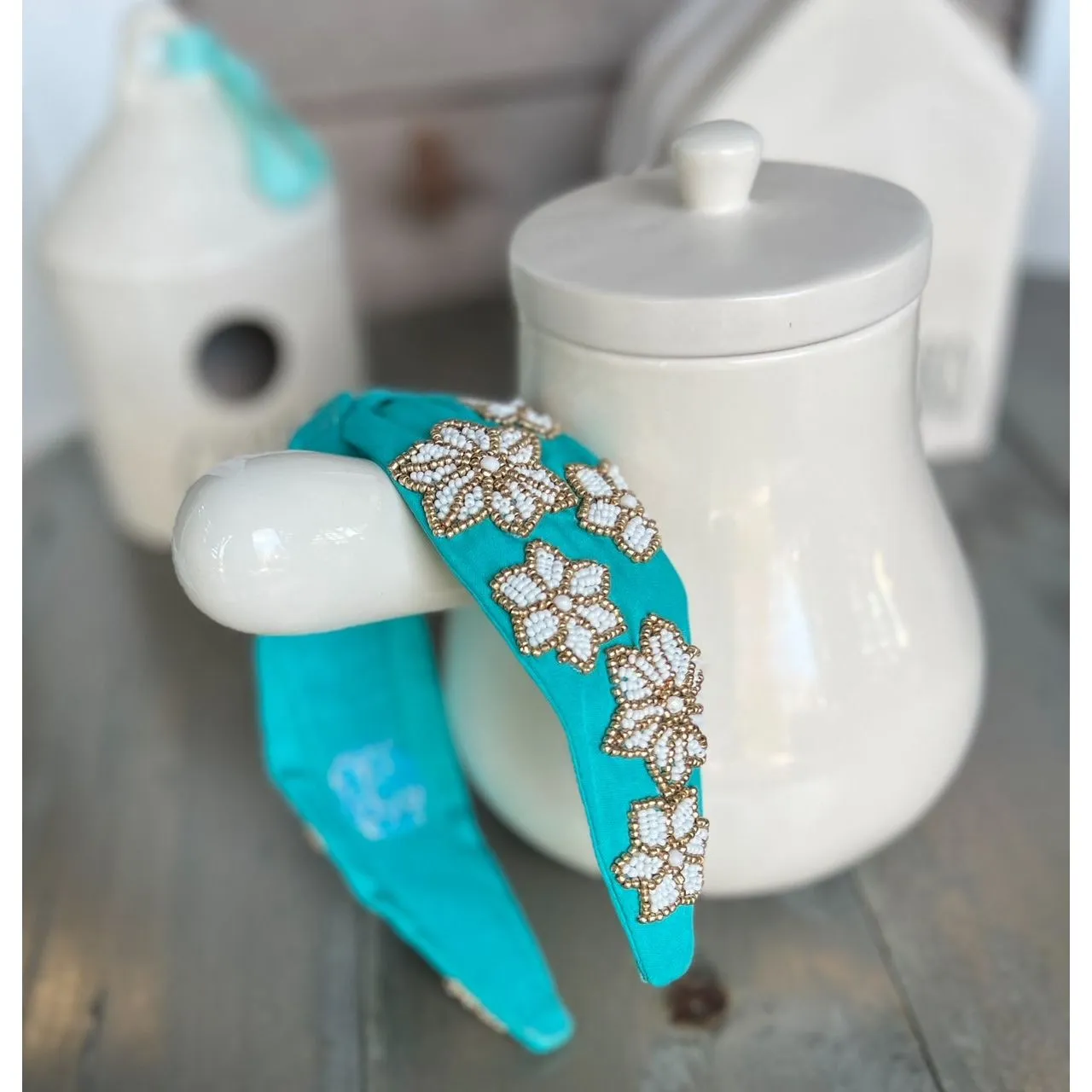 Snowflake Turquoise Beaded Headband - OBX Prep Exclusive