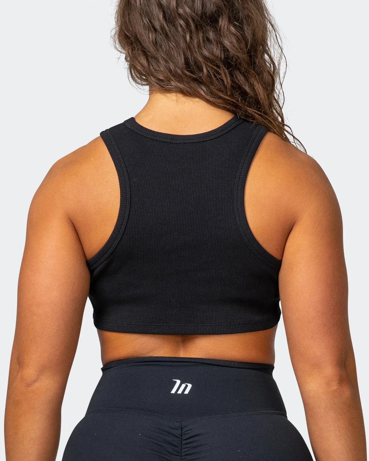 Stabilise Rib Cropped Tank - Black