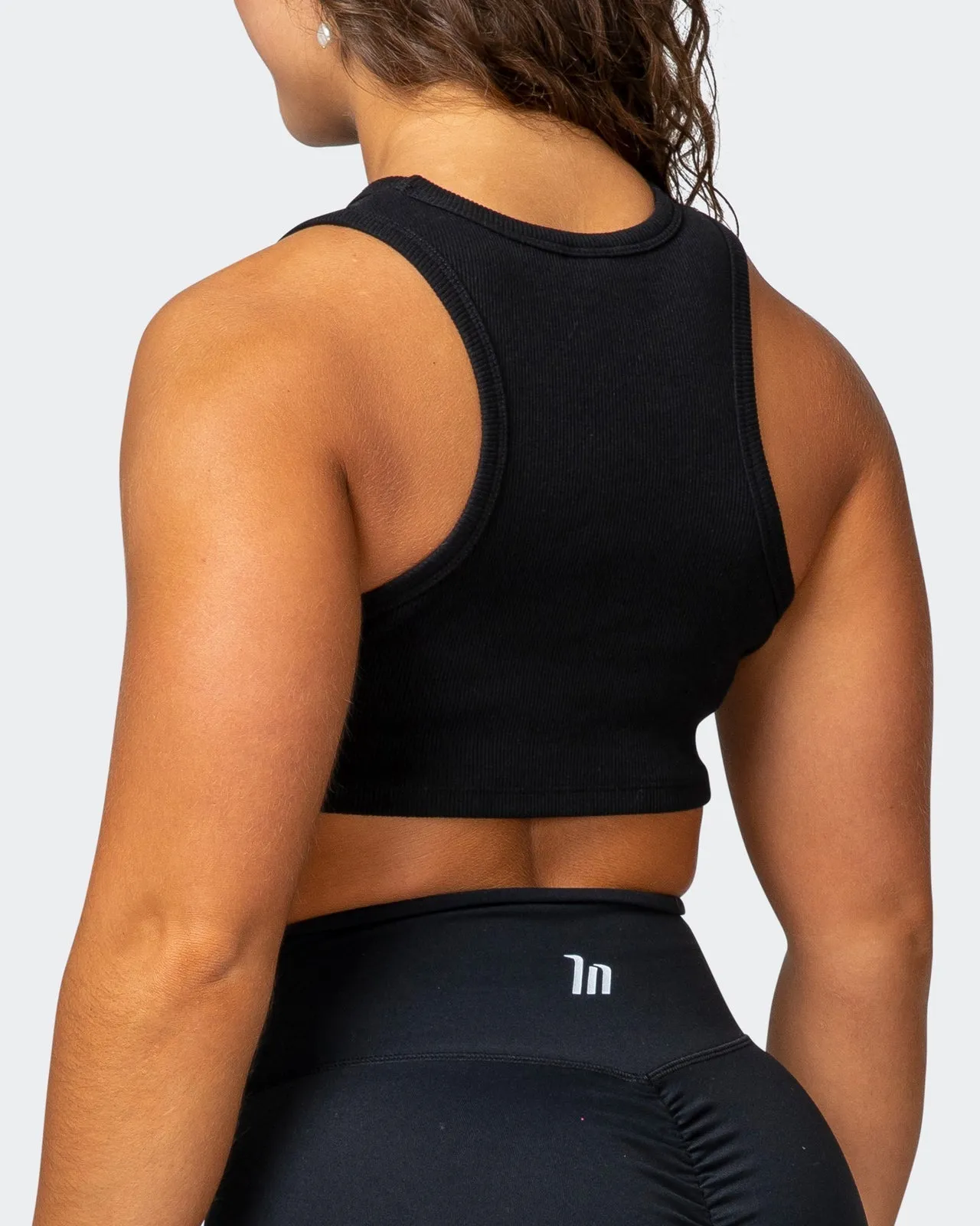 Stabilise Rib Cropped Tank - Black