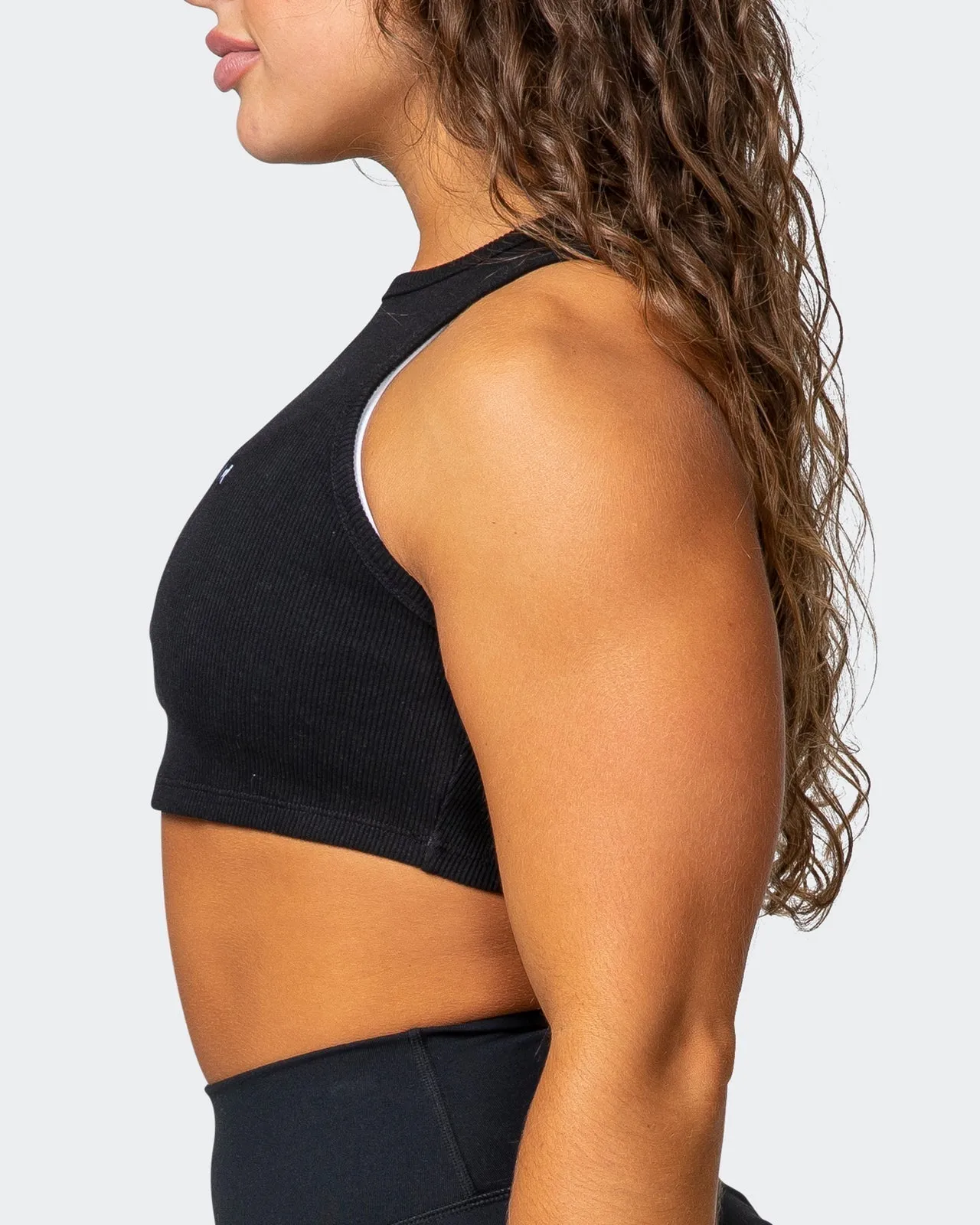 Stabilise Rib Cropped Tank - Black