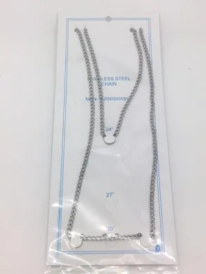Stainless Steel Silver Chain Carded 30"