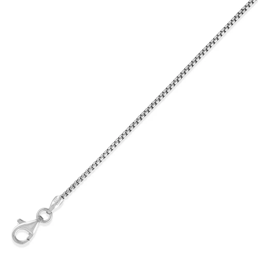 Sterling Silver 1.26mm Thin Round Box Chain Rhodium Plated, 16" (88644)