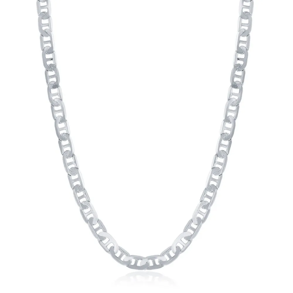 Sterling Silver 4.1mm Flat Marina Chain Rhodium Plated, 18" (96604)