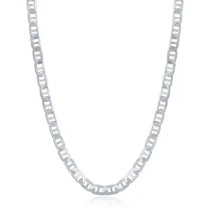 Sterling Silver 4.1mm Flat Marina Chain Rhodium Plated, 18" (96604)