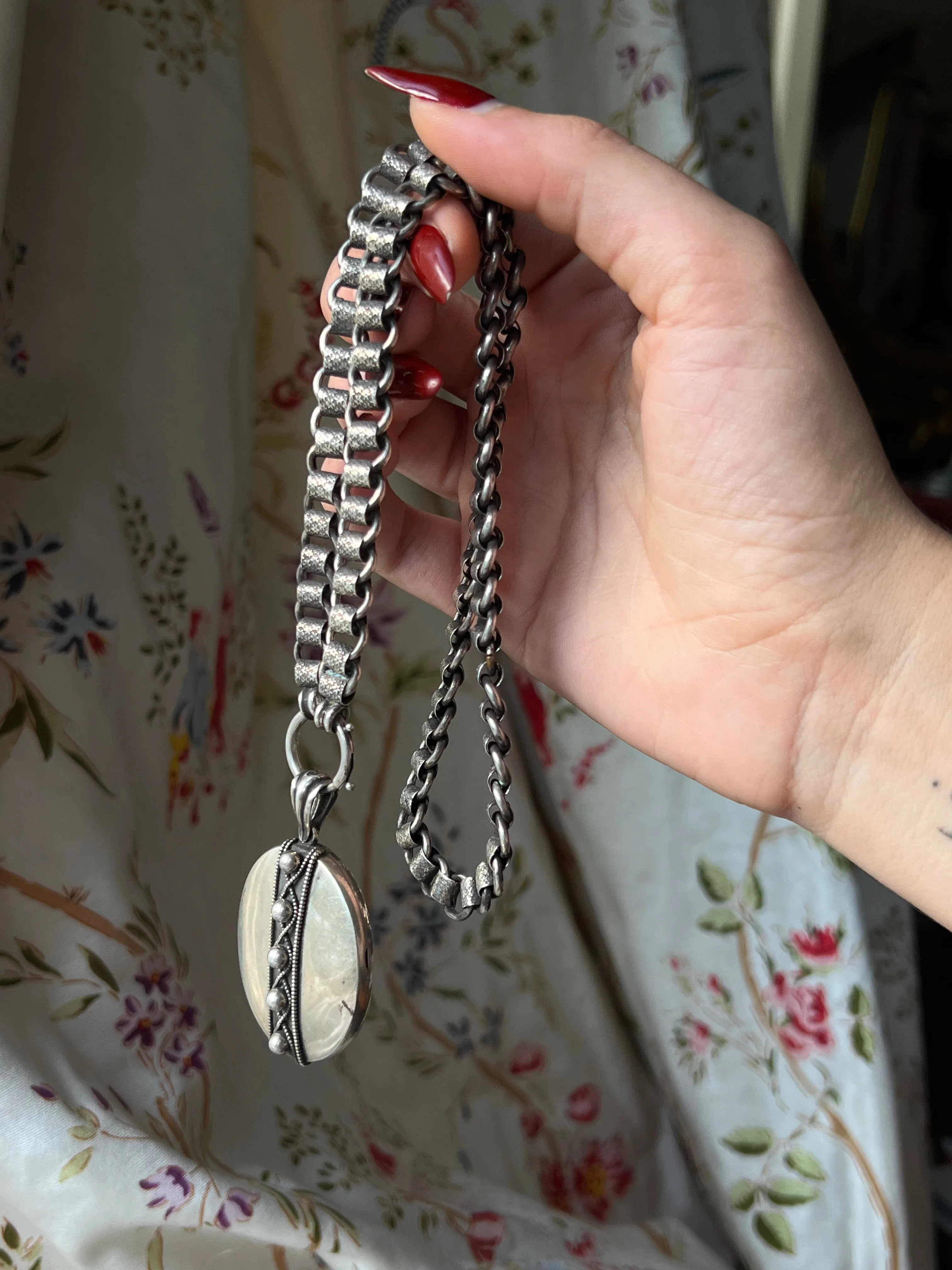 Sterling Silver Book Chain   Matching Locket
