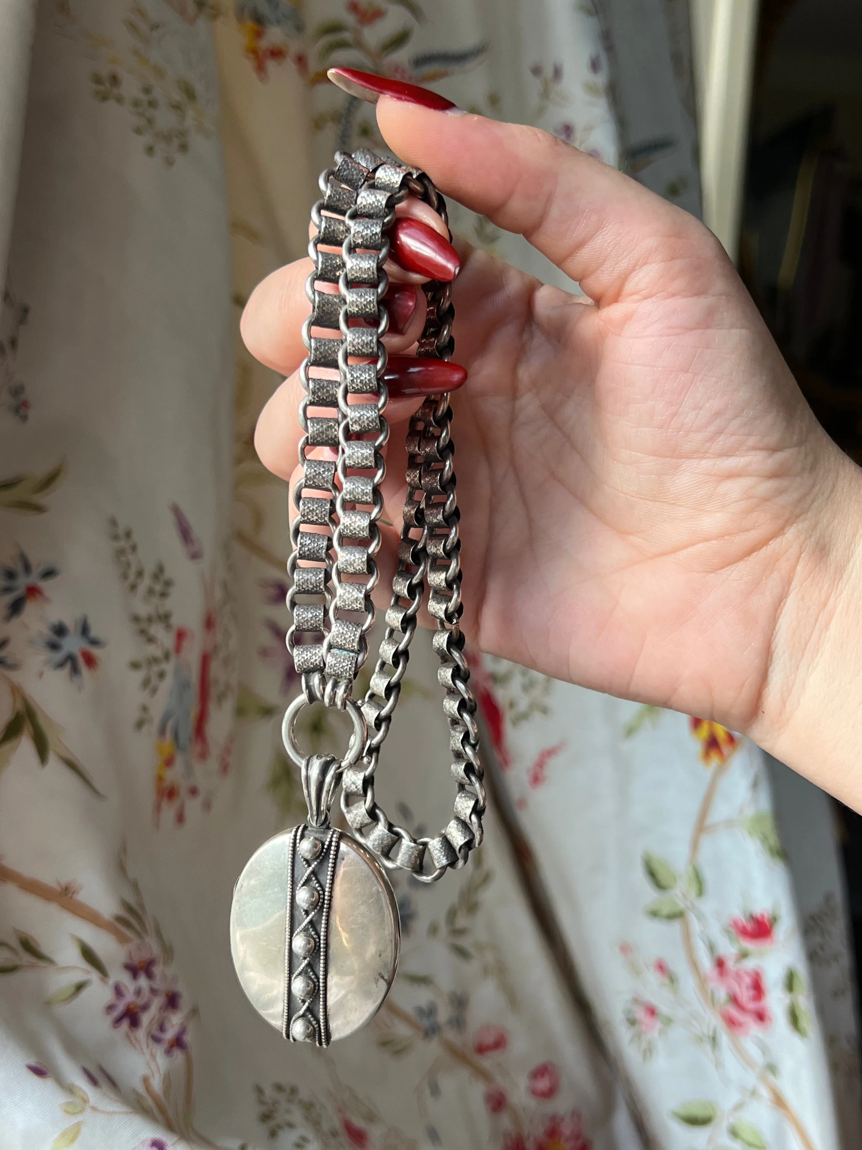 Sterling Silver Book Chain   Matching Locket